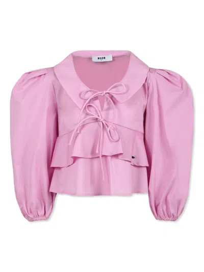 Msgm Kids' Ruffle-detailing Blouse In Pink
