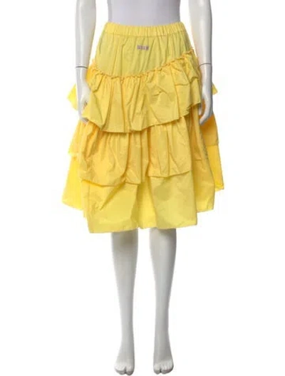 Pre-owned Msgm Ruffle Embellishment Knee-length Skirt In Yellow