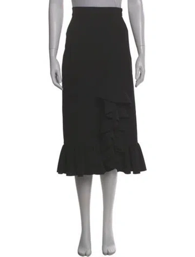Pre-owned Msgm Ruffle Embellishment Midi Length Skirt In Black