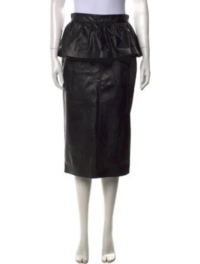 Pre-owned Msgm Ruffle Embellishment Midi Length Skirt In Black