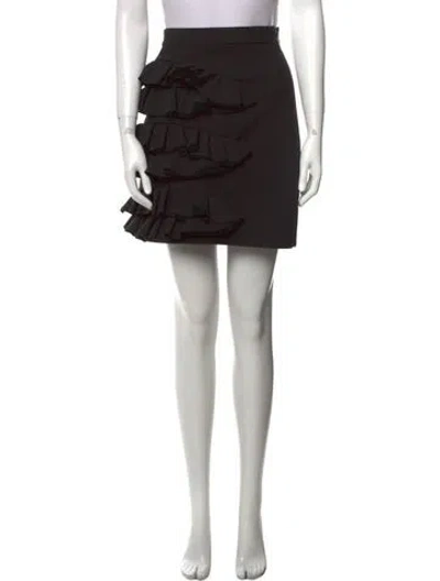 Pre-owned Msgm Ruffle Embellishment Mini Skirt In Black