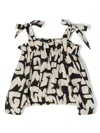 Msgm Ruffle Logo-print Crop-top In Neutrals