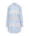 Msgm Ruffle-stripe-detail Buttoned Mini Dress In Blue