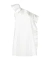 Msgm Ruffle-trim Asymmetric Minidress In White
