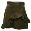 Msgm Ruffle Trim Mini Skirt In Green Cotton In Green