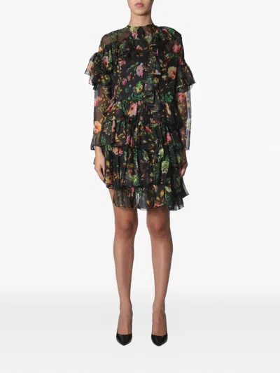 Msgm Asymmetrical Chiffon Dress For Women In Multi