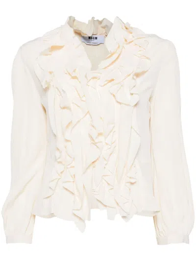 Msgm Ruffled Blouse In 02 Off White