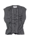 Msgm Ruffled Check Shirt In Gray