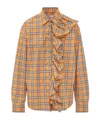 Msgm Ruffled Check Shirt In Multi