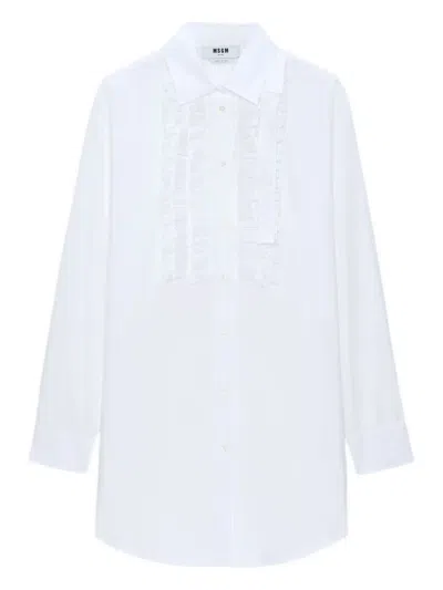 Msgm Ruffled Cotton Dress In White