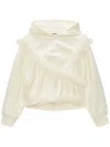 Msgm Ruffled Cotton Hoodie In Neutrals