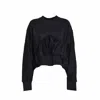 Msgm Ruffled Crewneck Sweatshirt In Nero