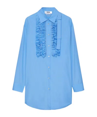 Msgm Ruffled Curved Hem Mini Dress