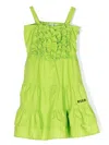 Msgm Ruffled-detail Cotton Dress In Green
