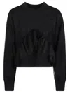 Msgm Ruffled Crewneck Sweatshirt In Nero