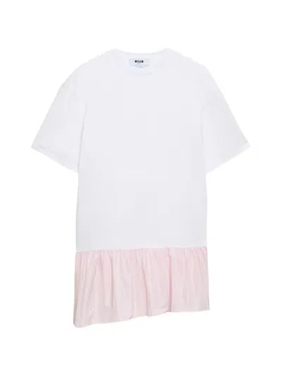 Msgm Ruffled Mini Dress In White