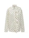 Msgm Silk Polka Dot Shirt With Ruffles In Neutral