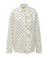 Msgm Silk Polka Dot Shirt With Ruffles In White