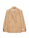 Msgm Ruffled Raw-cut Blazer In Brown