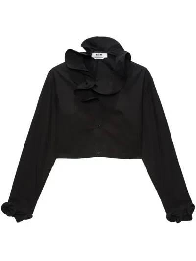 Msgm Ruffled Shirt In Black
