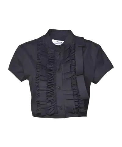 MSGM MSGM CROPPED RUFFLED SHIRT