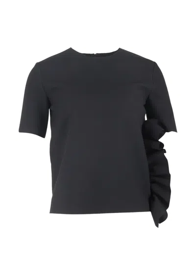 Pre-owned Msgm Ruffled T-shirt In Black