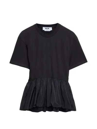 Msgm Ruffled T-shirt In Black