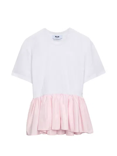 Msgm Ruffled T-shirt In White
