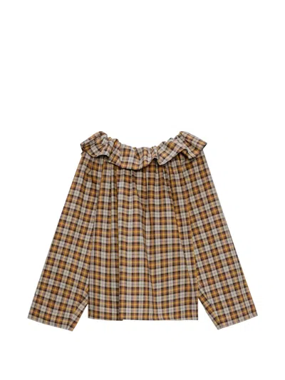 Msgm Ruffled-detail Plaid-pattern Blouse In Multi