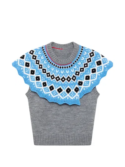 Msgm Ruffled-detail Tank Top In Gray