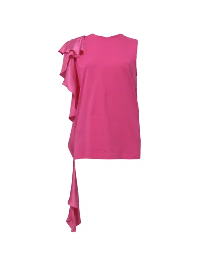 Pre-owned Msgm Ruffle-detail Sleeveless Top In Pink