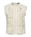 Msgm Ruffled-front Sleeveless Blouse In Gray