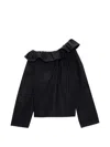 Msgm Ruffled-neck Blouse In Black