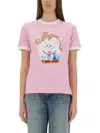 Msgm "sailor Kitten" Print T-shirt In Pink