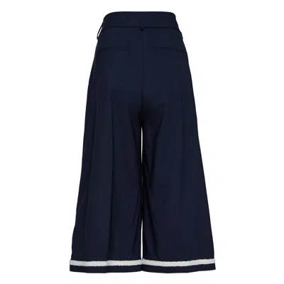 Msgm Sailor Stripe Cropped Pants In Blue