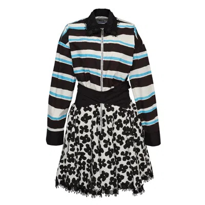 Msgm Sailor Striped Dress In Black