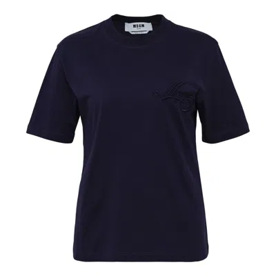 Msgm Same Tone T-shirt In Blue