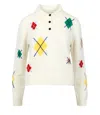 Msgm Argyle Pattern Long-sleeved Polo Shirt In White