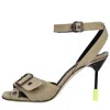 Msgm Iconic Heel Sandals Military Green With Buckle In Beige Chari