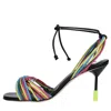 Msgm Woman Sandals Fuchsia Size 8 Leather In Multicolour