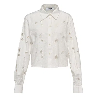 Msgm Sangallo Lace Shirt In Neutral