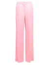 Msgm Satin Trousers With Wide Leg And Pockets In Pink
