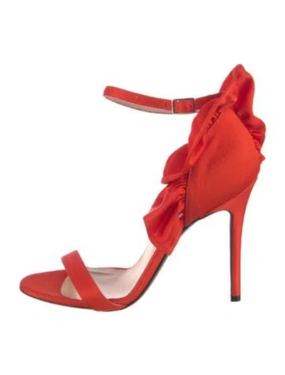 Pre-owned Msgm Satin Sandals In Orange/red