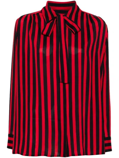 MSGM SATIN STRIPED PRINT SHIRT