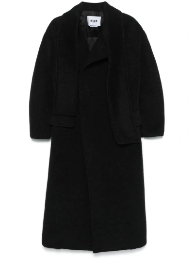 Msgm Scarf Coat In Schwarz