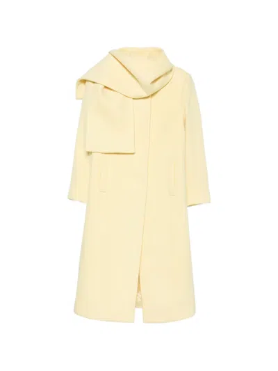 Msgm Scarf-detail Single-breasted Coat In Yellow