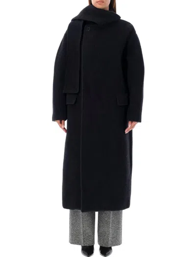 Msgm Scarfed Collar Long Coat