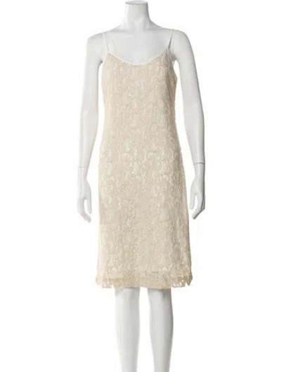 Pre-owned Msgm Scoop Neck Knee-length Dress In Neutral
