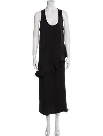 Pre-owned Msgm Scoop Neck Long Dress In Black