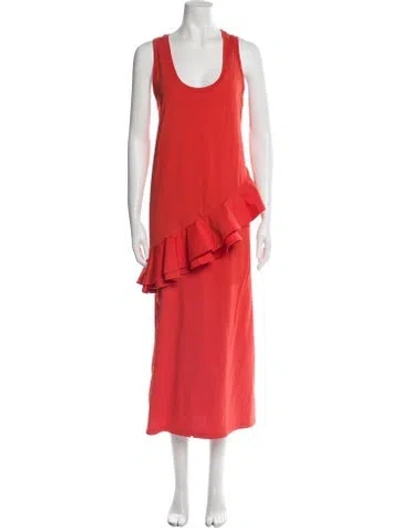 Pre-owned Msgm Scoop Neck Long Dress In Orange